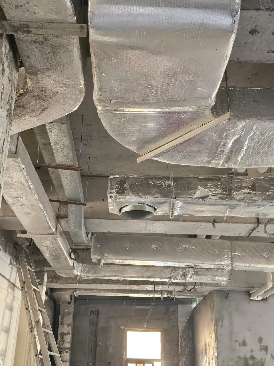Insulated ductwork during installation